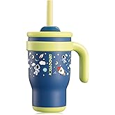 KXIAOCHEN Toddler Tumbler With Straw Spill Proof 14 Oz, Kids Tumbler With Handle Insulated Stainless Steel BPA-Free Keeps Drinks Cold up to 24 Hrs for Travel Cup Holders Outdoors, Navy Blue Spaceman