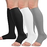 Sooverki Copper Compression Socks for Women & Men Open Toe 15-20mmHg is Best Support for Circulation Recovery All Day Wear