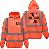 Goldfly High Visibility Fleece Sweatshirt Reflective Safety Hoodie Custom Logo Name Pullover Workwear