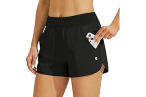 Willit Women's 3" Swim Board Shorts Swimming Bottoms with Brief Liner Quick Dry UPF 50+