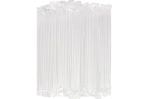 100 Pcs Individually Straws, 7.5 * 0.24in /19 * 0.6cm Disposable Plastic Straws Black Straws for Coffee, Protein Shake, Juice