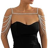 Summer Beach Punk Shoulder Body Chain Multi-Layered Back Chain Bikini Metal Tassel Arm Chain Statement Bridal Wedding Backdrop Necklace Body Chain Jewelry for Women