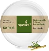 Signature Packaging 7in Round Paper Plates Bagasse 50 Pack Eco Friendly view 1
