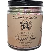 Cucumber Melon Whipped Body Butter. This premium blend is a rich body butter that hydrates and nourishes the skin while offering the delicious scents of sliced honeydew and sweet cucumber.