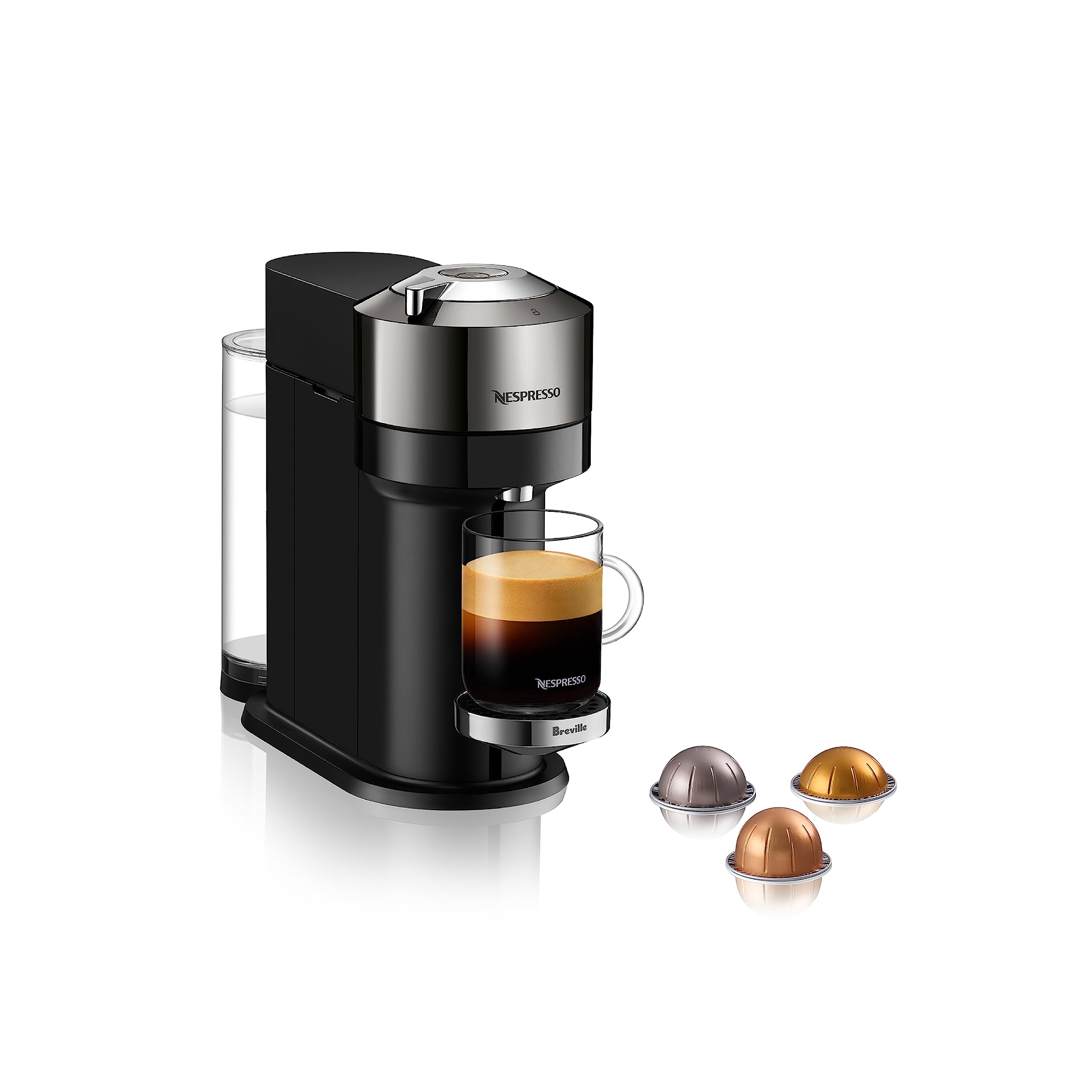Nespresso Vertuo Next Coffee and Espresso Machine by Breville,1.1 liters, Dark Chrome