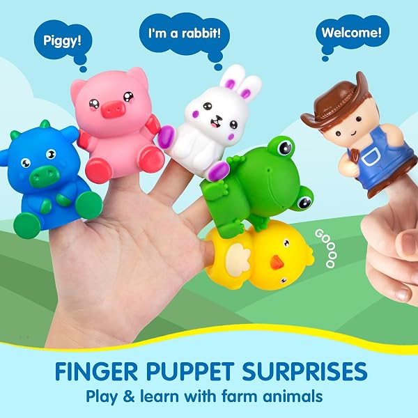 ESPRAY TODDLER LEARNING TOYS FOR 1 2 3 YEARS OLD, COUNT MATCHING & SORTING MONTESSORI FARM TRAIN SET WITH 8 FARM ANIMALS & 1 FARMER FINGER PUPPETS, CHRISTMAS EASTER BIRTHDAY GIFTS FOR BABY BOYS GIRLS