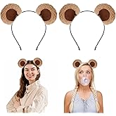Tyqour 2 PCS Bear Ears Headband Cute Brown Bear Costume Adult Chipmunk Ears Bear Headband for Halloween Festival Cosplay Party Movable Bear Ears Headband for Washing Face Women