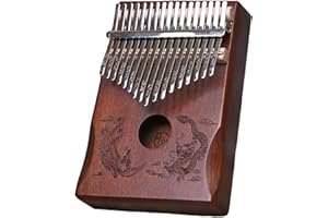LYDESY Kalimba 17 Keys Thumb Piano for Beginners – Easy to Learn Solid Wood Mbira Instrument with Tuning Hammer & Gift Bag, Perfect Holiday & Christmas Gift for Adults & Kids Classic Dark Brown