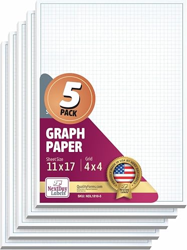 Graph Papper T NextDayLabels Blueprint Graph Paper Pad 11x17, 50 Sheets per Pad, 5 ...