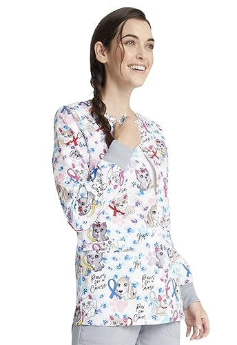 Cherokee Prints Women Warm Up Scrubs Jacket Snap Front CK301, M
