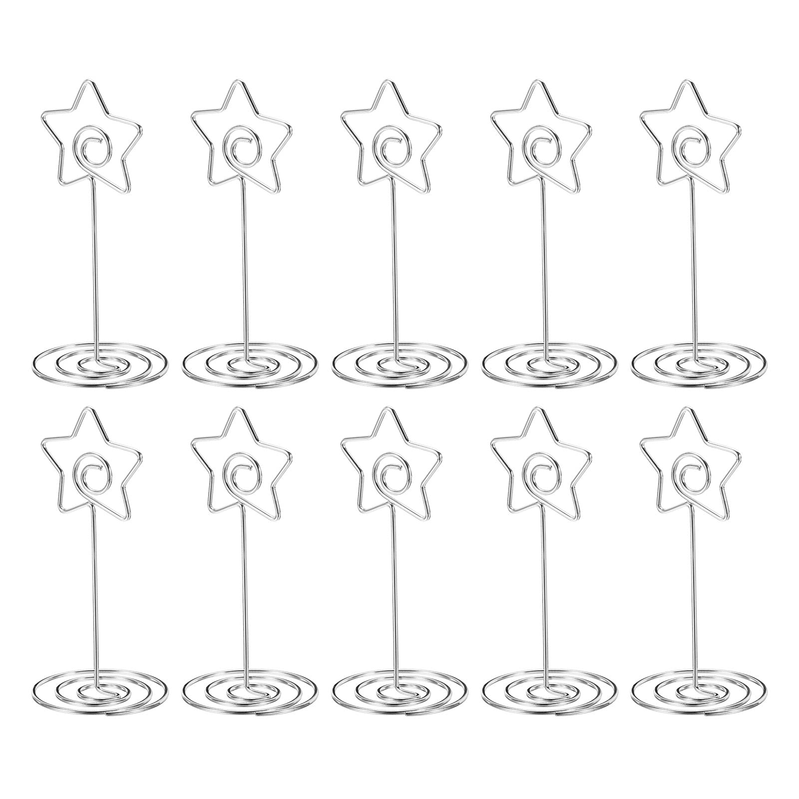 PATIKIL 3.3 Inch Table Number Holder, 10 Pack Wire Photo Picture Place Card Seating Labels Star Shape Clips for Party Meeting Wedding Displaying, Silver Tone