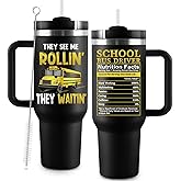 COCOGIFTS Bus Driver Appreciation Gifts, School Bus Driver Christmas Gifts for Women Men, 40oz Travel Cup Insulated Tumbler with Lid and Straw