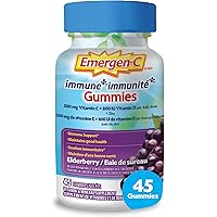 Emergen-C Immune+ 500mg Vitamin C Gummies Supplement, Immune System Booster, Elderberry, 45 Gummies