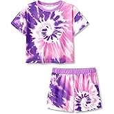 Topgal Soft Little/Big Girls Summer T-Shirt and Shorts Outfit Swirl Pattern Clothes Set Size 6-18