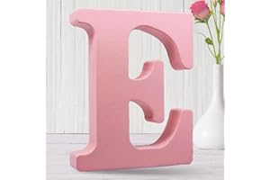 AOCEAN 8 Inch Pink Wood Letters Unfinished Wood Letters for Wall Decor Decorative Standing Letters Slices Sign Board Decoration for Craft Home Party Projects (E)
