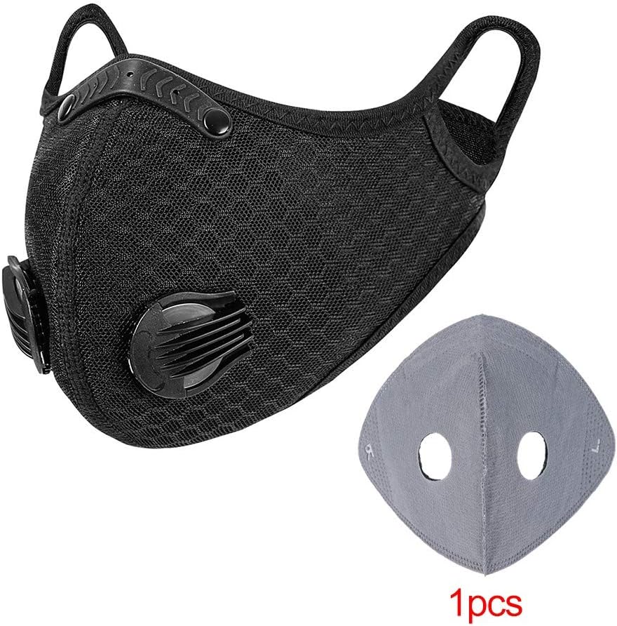 Dust Mask, Dust and Haze Activated Carbon Filter Sports Mask Riding Thermal Mask for Outdoor Running Cycling Activities (Black)