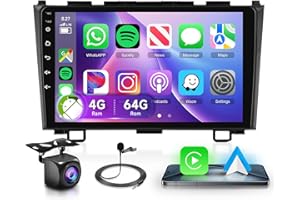 PODOFO 4G+64G Car Radio Stereo for Honda CRV 2007-2011 with Wireless CarPlay/Android Auto, 9 Inch 1280 * 720P IPS Touch Screen Android 13 GPS WiFi Bluetooth 32-Band DSP HD Backup Camera