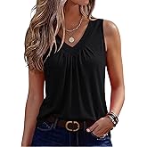 Zeagoo Womens Tank Tops Summer Sleeveless Loose Fit Tops V Neck Pleated Shirts Basic Tees Dressy Casual Trendy Clothes