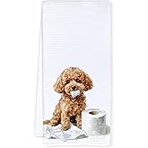 Qnhij Funny Poodle Bathroom Hand Towels, Poodle Gifts, Cute Dog Gifts for Women Dog Lovers, Decorative Hand Towels for Bathroom Decor,16x24 Inch