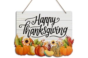 BANLAI Fall Happy Thanksgiving Wall Decor Sign, Fall Pumpkin Sunflower Home Sign for Front Door Porch Decorations Autumn Maple Leaf Farmhouse Thanksgiving Party Home Hanging Wall Decor Sign Plaque