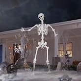LaLamona 7.9ft Halloween Giant Skeleton, Tall Outdoor Skeleton with Full Body Posable Joints, Scary Plastic Large Skeleton for Halloween Haunted House Spooky Scene Decorations