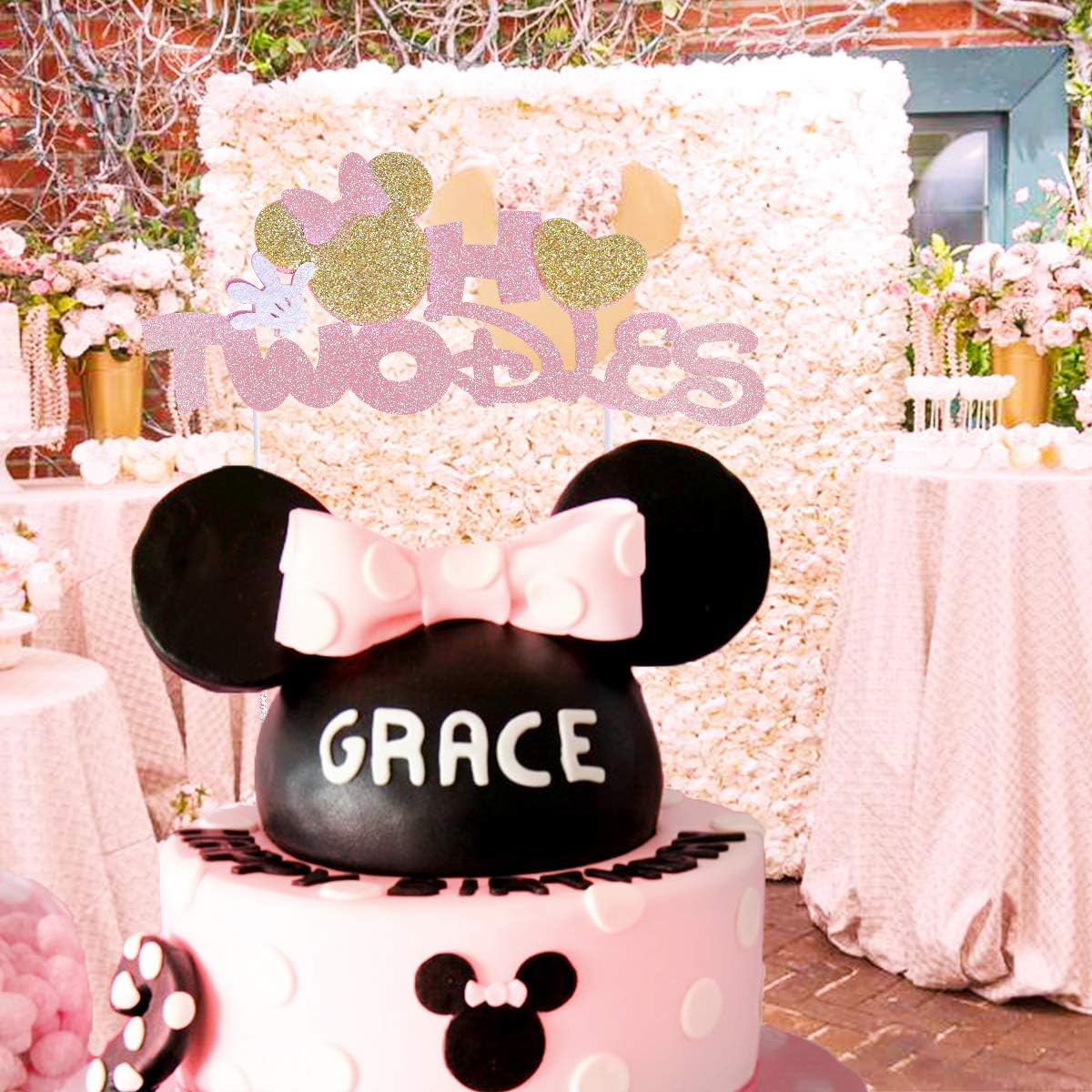 Kreatwow Minnie Cake Topper 2e Anniversaire Rose Et Or Oh Twodles 2e Anniversaire Fete Decoration Fournitures Cuisine Et Maison Decorations Dwteam In