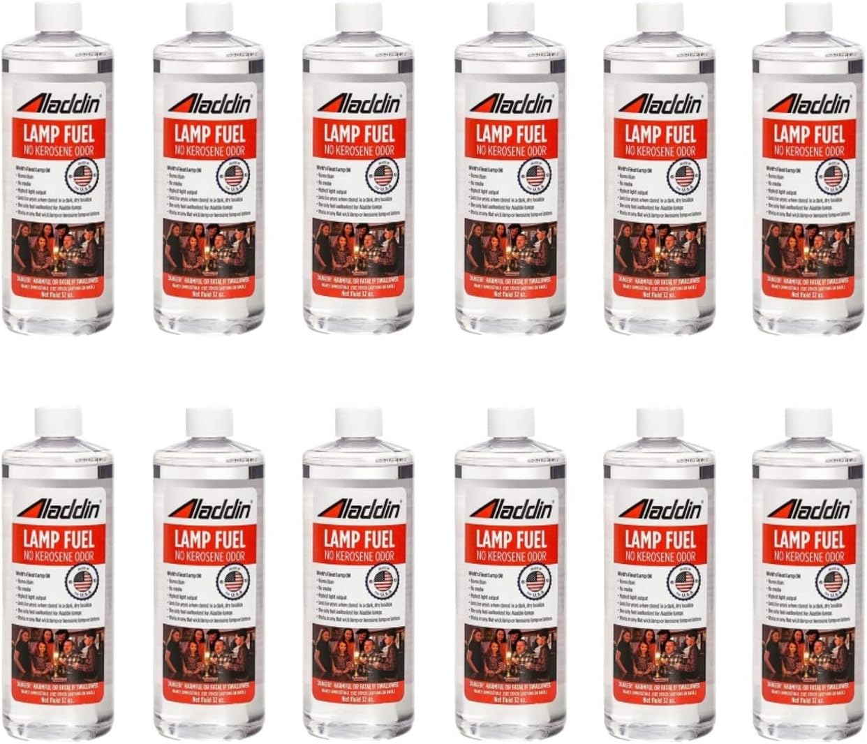 Oil Lamps & Accessories - Aladdin Clear Lamp Oil Fuel - Kerosene Alternative Clean Burning Odor Free for Indoor/Outdoor Flat Wick Lanterns, Lamps and Tiki Torches, 384 Ounces