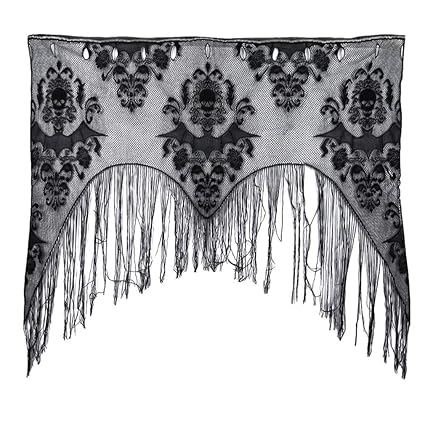 Gothic Black Lace Skull Bat Curtain Valance Topper Shawl Halloween