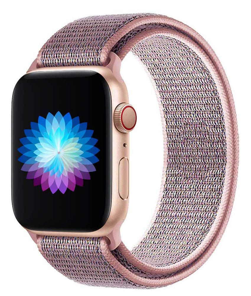 Replacement Band for Apple Watch 38mm 42mm 40mm 44mm Soft Nylon Strap for Women Men Compatible with iWatch Series 5 4 3 2 1 (Pink Sand, 42/44mm)