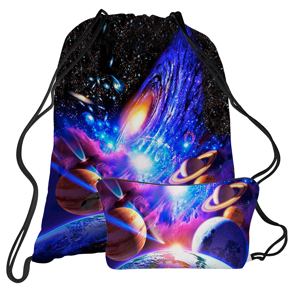 TUONROAD Rucksack Turnbeutel Set,Rucksack Turnbeutel Damen,Weltraum Rucksack Mit Kordelzug
