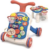 QDRAGON 3 in 1 Push Walker Toys for Toddler Boys 12-18 Months, Blue | Toddler Walker Toys, Sit to Stand Learning to Walk, Early Educational Push Toys with Music Panel for Kids