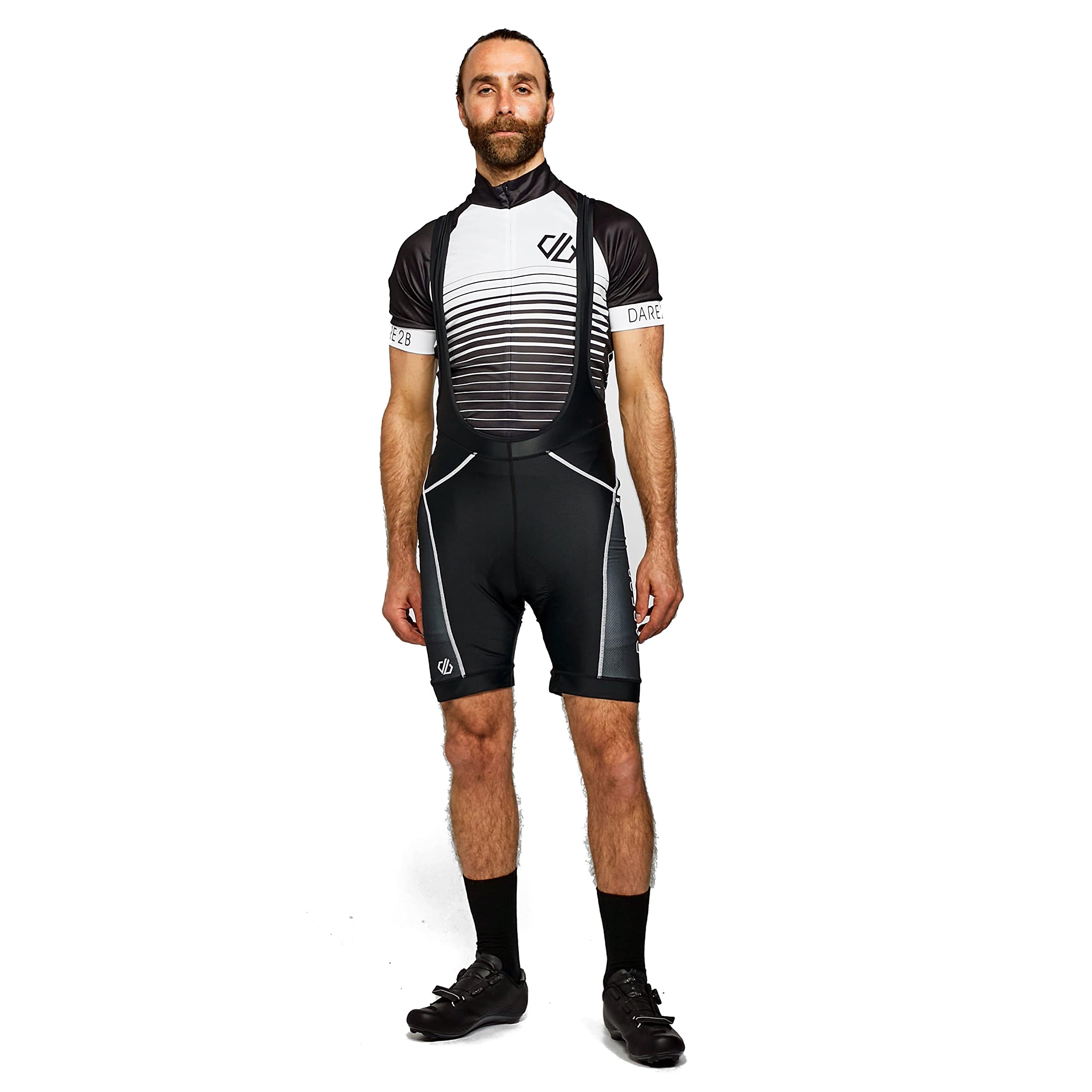 Dare 2b Ecliptic Lightweight Quick Drying Stretch Reflective Detail Moisture and Bacteria Control Bibbed Short Cycle Shorts - Black, Large