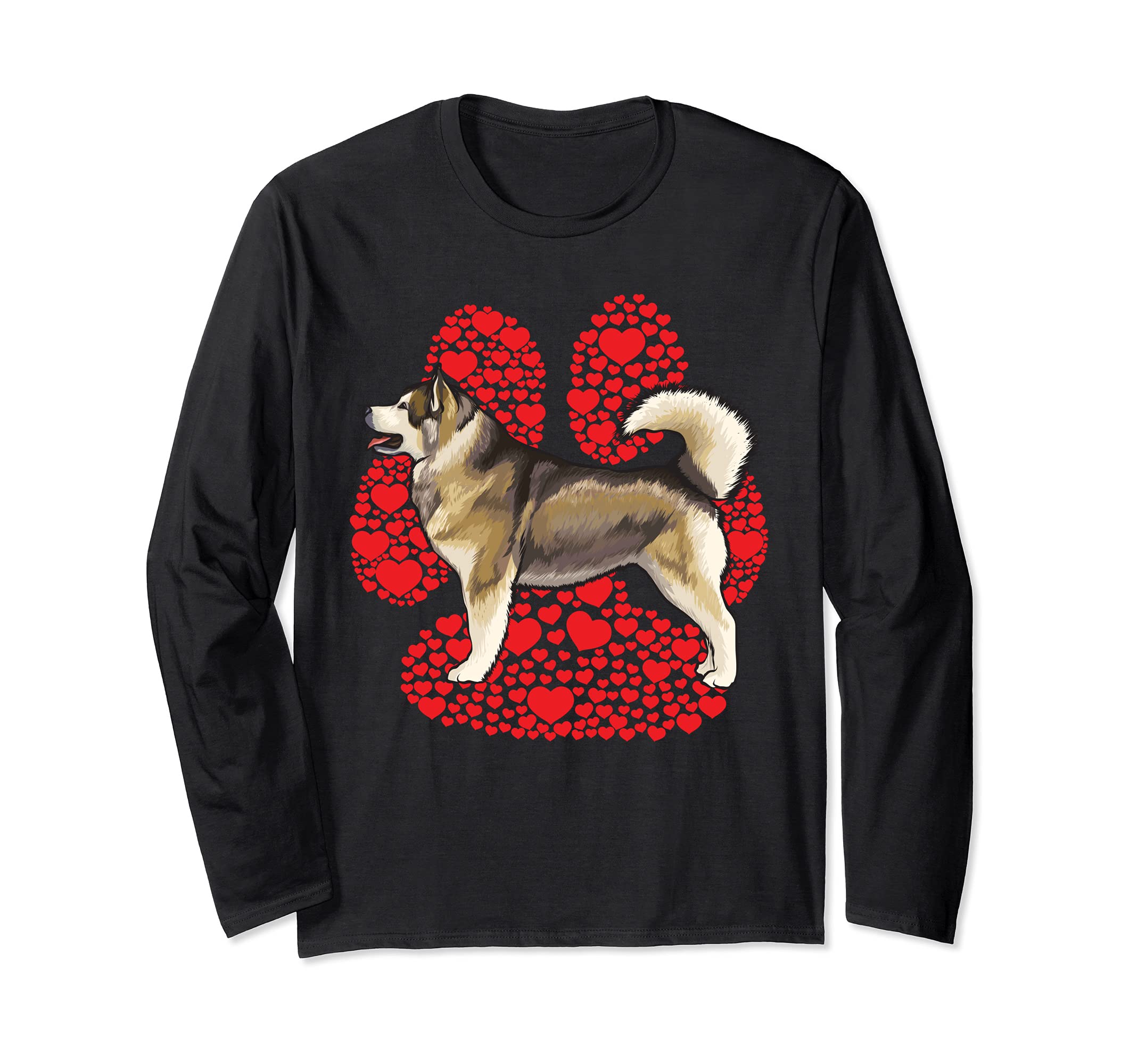 Alaskan Malamute Valentines Day Dog Love Paw Long Sleeve T-Shirt