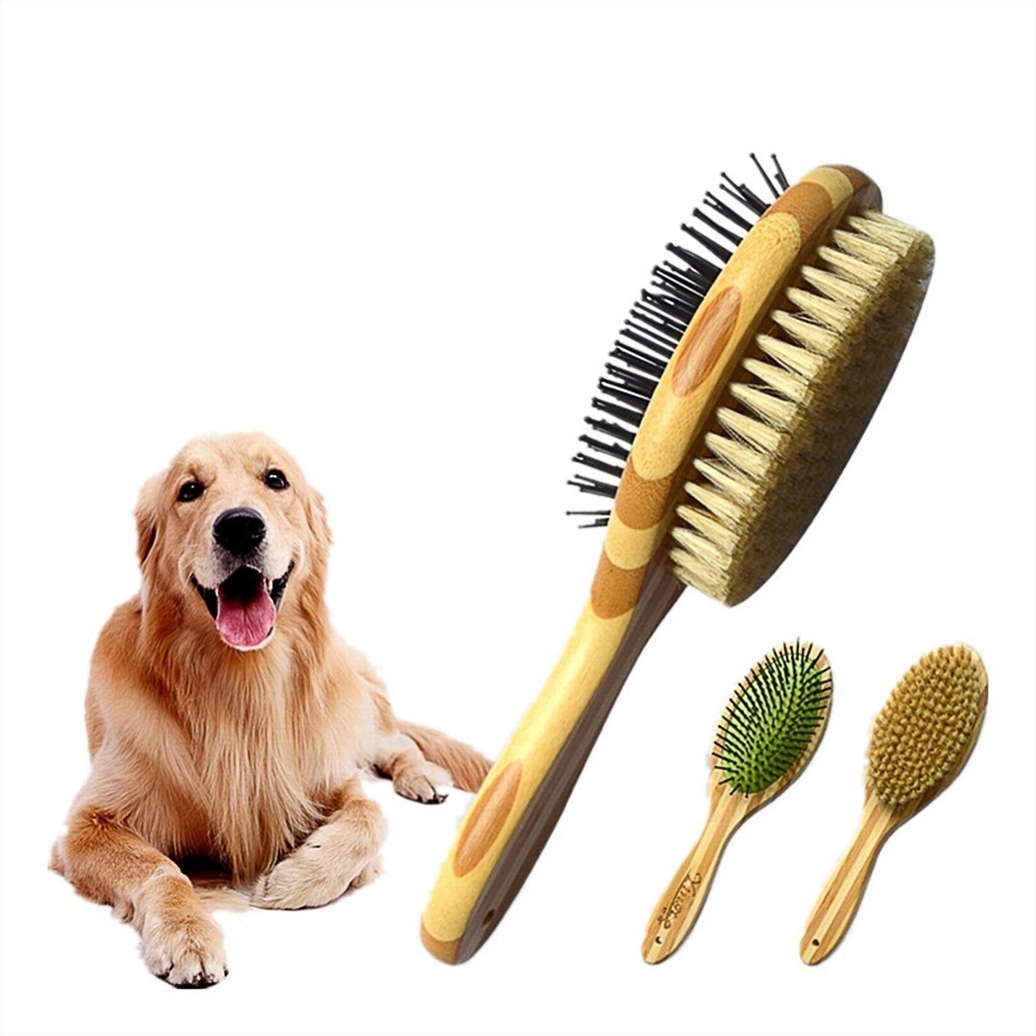 LSLEE Double-sided Pet Comb Brush, Pet Comb Multi-function Wooden Handle Hair Removal Brush，Airbag Comb Pet Hair Cleaning Brush，Dogs Hair Clean Brush，Cat And Dog Grooming Comb