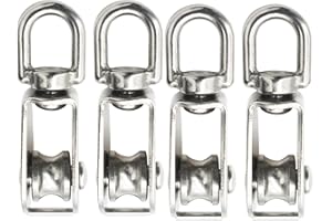 Floyutin 4 Packs Stainless Steel M20 Single Pulley Wire Rope Crane Pulley Block
