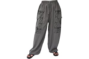 Siamrose Baggy Yoga Harem Pants Men Women Casual Lounge Trousers, 2 Big Pockets, One Size. Elastic Waist