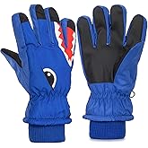 CXQRR Winter Shark Gloves for Kids Boys - Thermal Warm Windproof Ski Gloves for Cold Weather (for 7-14Yrs)
