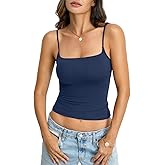 EasyGala Womens Double Lined Crop Tank Top Adjustable Spaghetti Strap Camisole Fitted Summer Shirts Y2k Going Out Tops