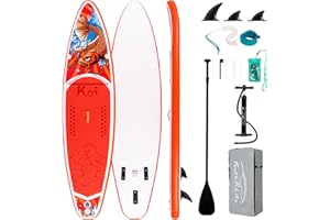FEATH-R-LITE Inflatable Paddle Board Stand Up Paddleboards for Adults SUP with Premium Accessories Pump, Adjustable Paddle, Leash, Three Fins, Backpack