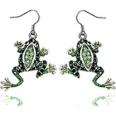 DianaL Boutique Silver Tone Beautiful Dangle Frog Earrings Gift Boxed
