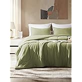 SLEEP ZONE King Size Comforter Set, Breathable Jersey Knit Soft Duvet Insert Set 3 Pieces Bedding Sets for Bedroom All Season, Green