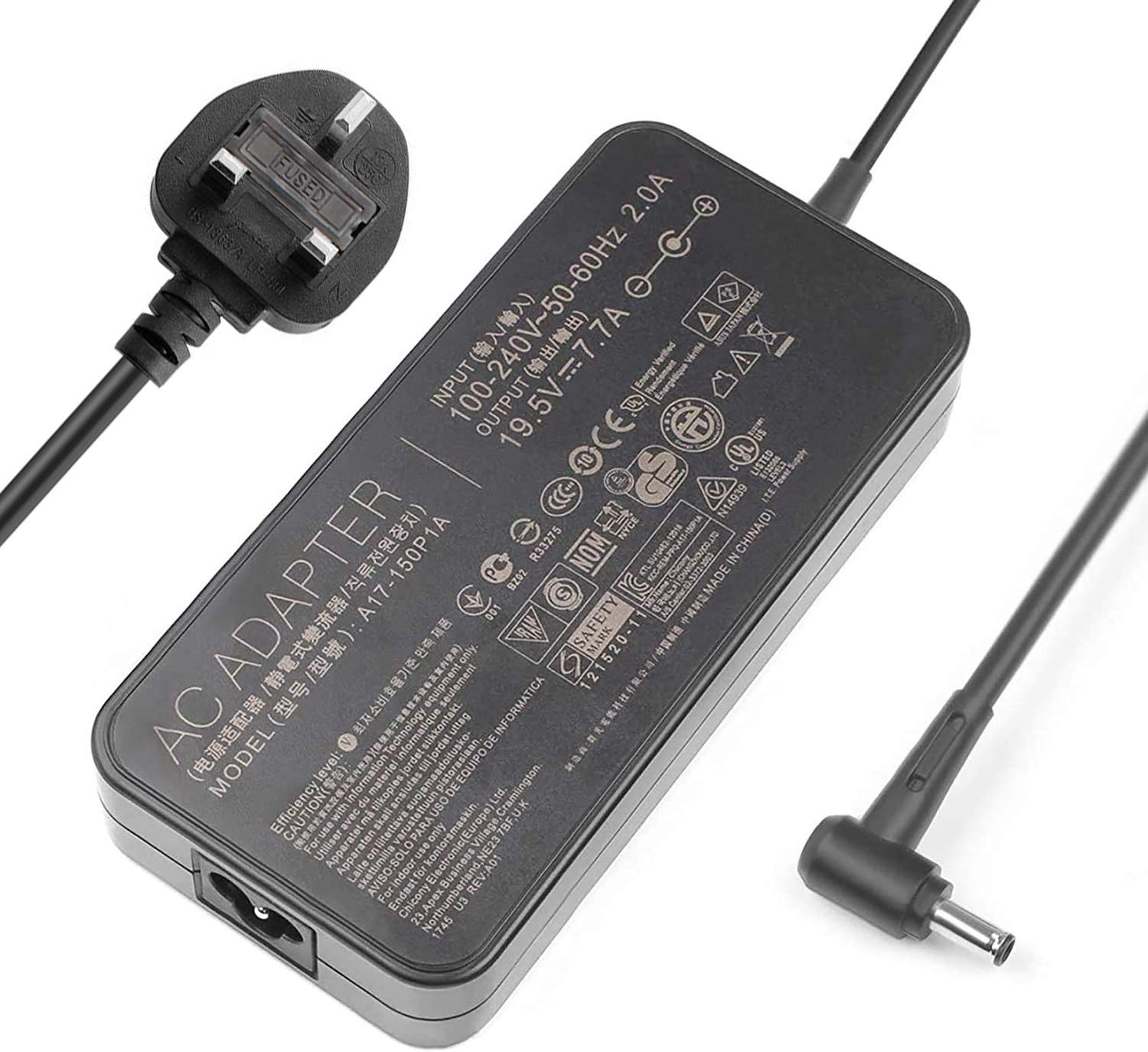 19.5V 7.7A 150W Charger A17-150P1A A17-150P2A ADP-150NB Compatible for ASUS ROG GL503G GL503GE GL703G GL703GE GL703GS GL703V GL703VD GL703VM GL503V GL503VD GL503VM FX504GM G53S G53SX G53J Laptop Power