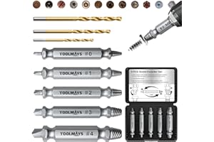 Toolmays 8pcs Damaged Screw Extractor Set, 5 Pcs Hss 4241 Screw Removal Tool With 3 Twist Drill Bit For Stripped, Rusted And 