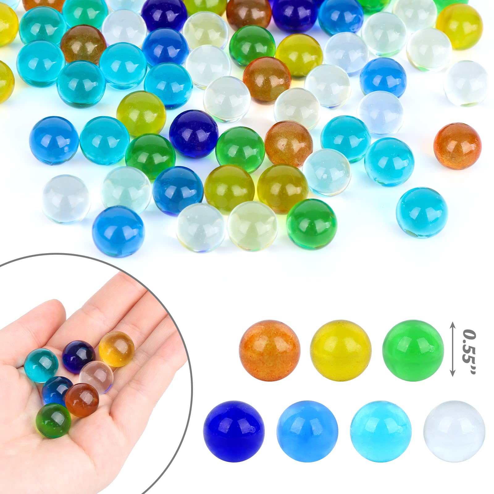3 otters 90PCS Glass Marbles Bulk, for Kids Marble Run Games, Vase Fillers DIY Home Decor