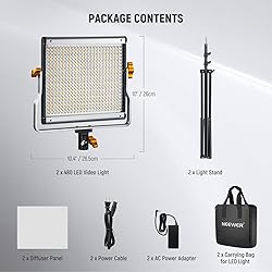 Neewer 2 Packs Dimmable Bi Color 480 LED Video