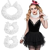 Vintage Clown Collar Costume Accessories - Lace Ruffled Collar and Cuffs, Draculaura Costume for Women, Elastic Detachable Neck Ruffle Collar for Halloween Lolita Party Supplies