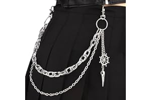 QWALIT Pants Chain for Men Jean Chains for Women Pocket Chain for Pants Biker Hip Punk Chains Rudder Silver Accessory Trendy 