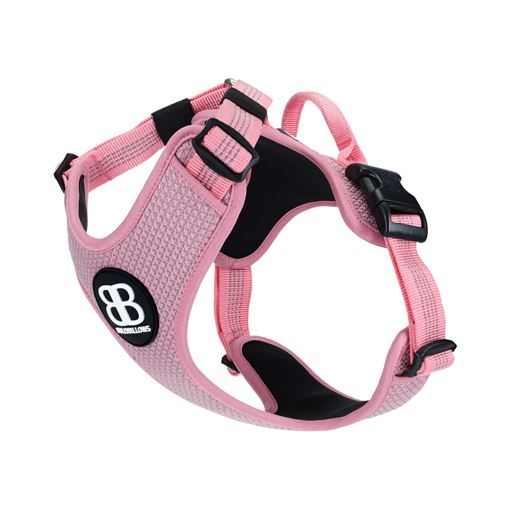 BullyBillows Active Light Dog Harness With Handle | Premium Padded Lining & Highly Reflective Harness | XLarge Pink