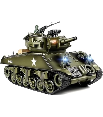 Amazon.com: 1/16 US M4A3 Sherman Tank (105mm Howitzer) Air Soft RC