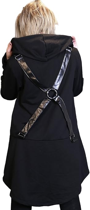 Amazon Co Jp Hippies ヒッピーズ パーカー トレーナー 長袖 レディース メンズ V系 合皮 ゆったり ブラック 5052 服 ファッション小物